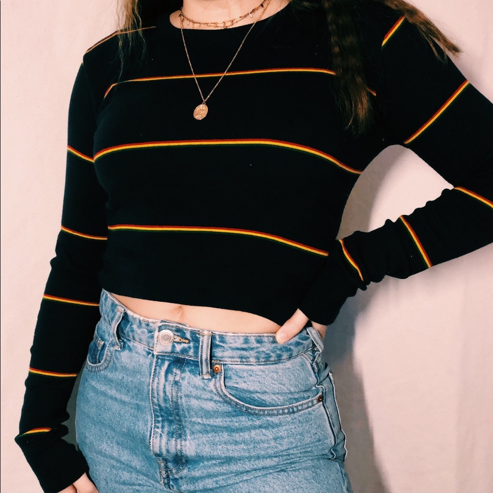 Brandy Melville striped rainbow crop top